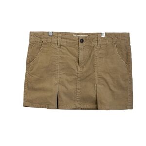 Old Navy VTG Y2K Corduroy Pleated Micro Mini Skirt Tan Size 14 Preppy Academia
